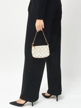 Authentic Louis Vuitton Beige Damier Azur Mini Pochette Accessories bag